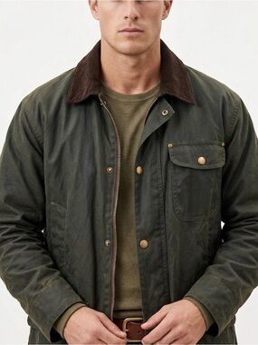 Australian Outback Collection Waxed Cotton Green Oilskin Barn Chore Coat XS